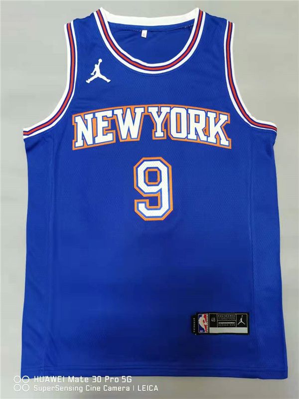 Cheap Men New York Knicks 9 Barrett Blue Game 2021 NBA Jersey